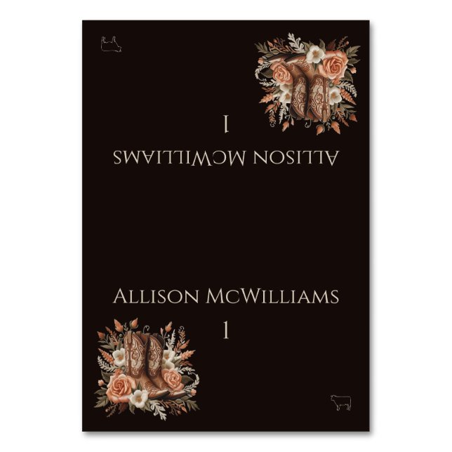 Modern Elegant Land Western-Blommor-Kött ikon Bordsnummer (Framsidan)