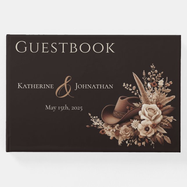 Modern Elegant Land Western-Flora Gästböcker (Framsida)