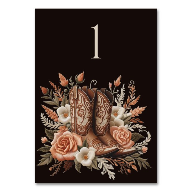 Modern Elegant Land Westerna - Blommor Bordsnummer (Framsidan)