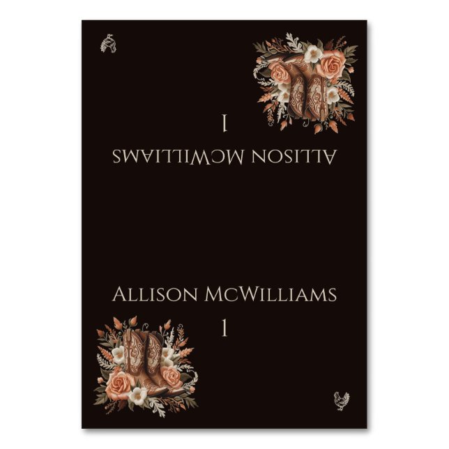 Modern Elegant Land Westerna - Blommor-fjäderfä Bordsnummer (Framsidan)