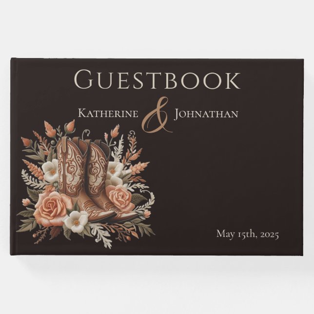 Modern Elegant Land Westerna - Blommor Gästböcker (Framsida)