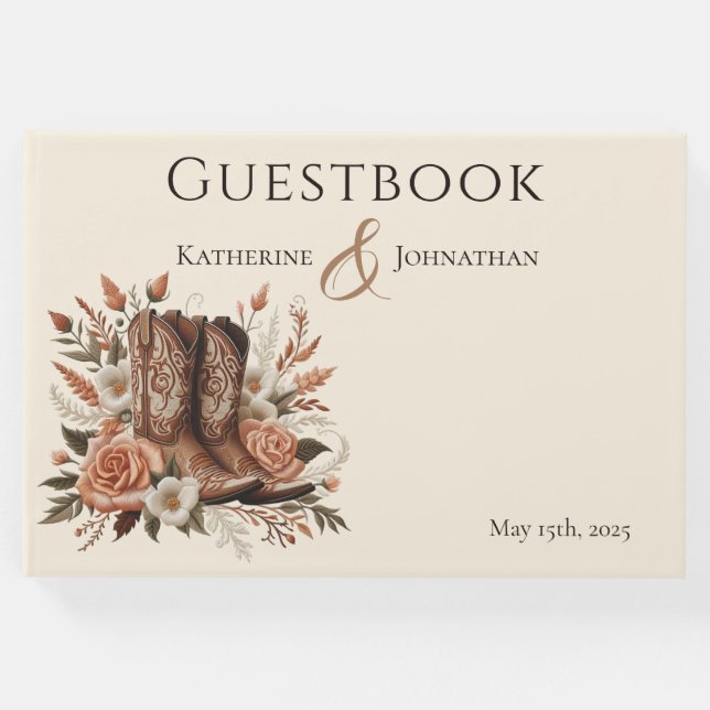 Modern Elegant Land Westerna - Blommor Gästböcker (Framsida)