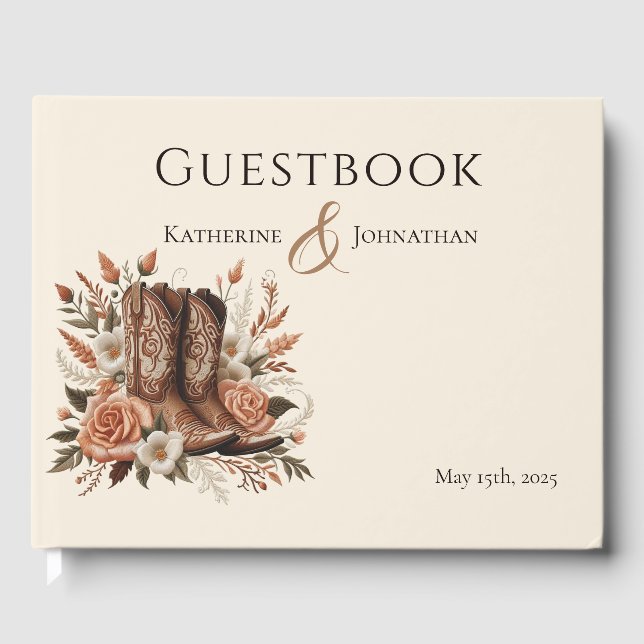 Modern Elegant Land Westerna - Blommor Gästböcker (Framsida)