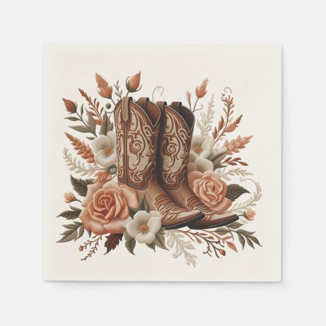 Modern Elegant Land Westerna - Blommor Pappersservett (Framsidan)