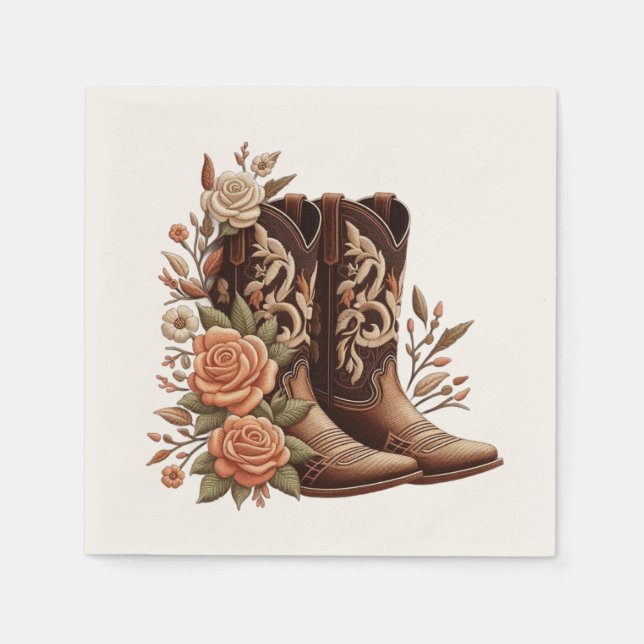 Modern Elegant Land Westerna - Blommor Pappersservett (Framsidan)