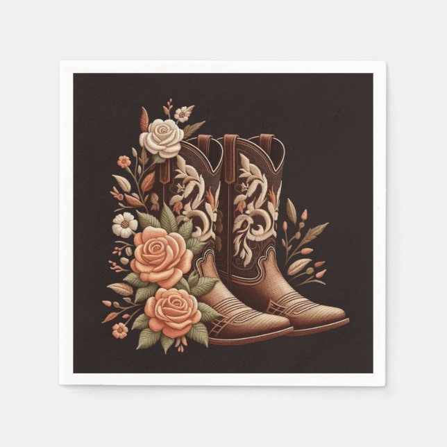 Modern Elegant Land Westerna - Blommor Pappersservett (Framsidan)