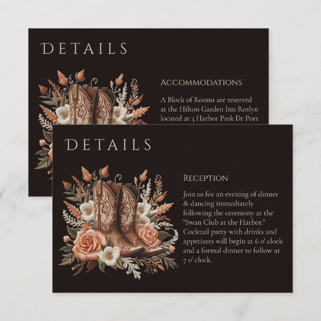 Modern Elegant Land Westerna - Blommor Tilläggskort (Fram/baksida)