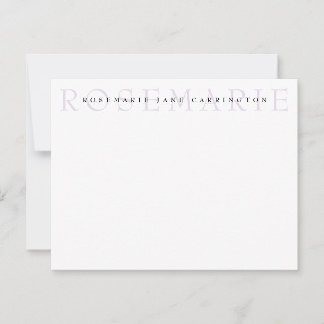 Modern Elegant Lavender Personlig Stationery Anteckningskort (Framsida)