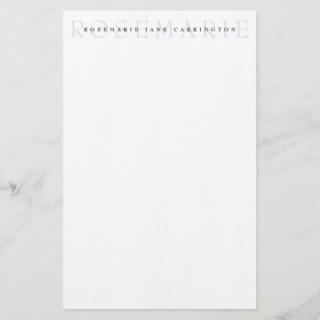 Modern Elegant Lavender Personlig Stationery Brevpapper (Framsida)