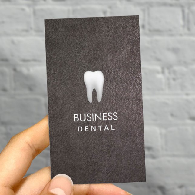 Modern Elegant Leather Dental Möte Tidsbeställning Kort (Skapare uppladdad)