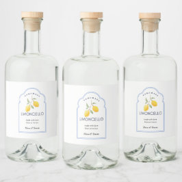 Modern Elegant Lemons Limoncello Bröllop Flaska Spritflaskor Etikett