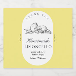 Modern Elegant Lemons Limoncello Bröllop Flaska Spritflaskor Etikett