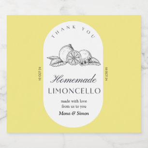 Modern Elegant Lemons Limoncello Bröllop Flaska Spritflaskor Etikett