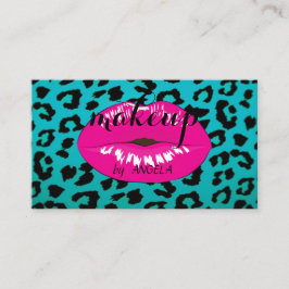 Modern Elegant Leopardmönstrad Rosa Läppstift Visitkort