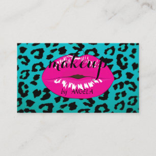 Modern Elegant Leopardmönstrad Rosa Läppstift Visitkort