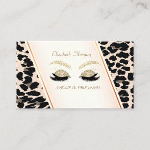 Modern Elegant,Leopardtryck, Guld Glitter Ögonfran Visitkort