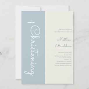 Modern Elegant Light Blue Pojke Christening Inbjudningar