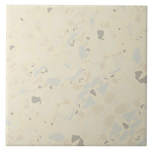 Modern Elegant Light Gult Terrazzo Effect Tile Kakelplatta (Framsidan)