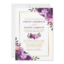 Modern Elegant Lila Blommigt Photo Bröllop