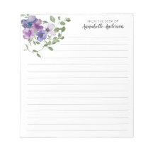 Modern Elegant Lila Blommigt Watercolor Desk