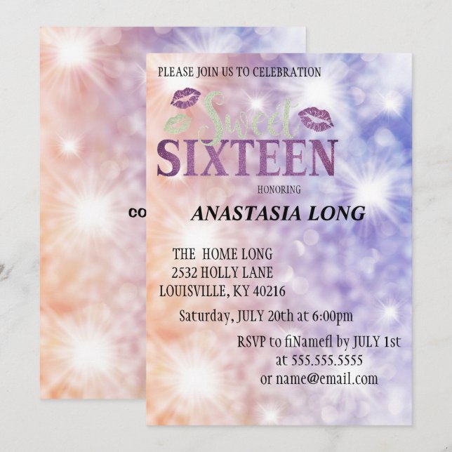 Modern, Elegant Lila Glitter Spara datum Datumet (Fram/baksida)
