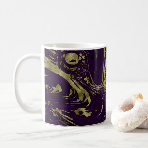 Modern Elegant Lila & Guld Marble Swirl Kaffemugg