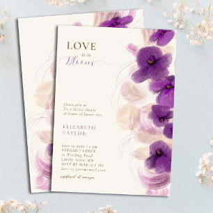 Modern Elegant Lila Orchids Kärlek i Bloom Möhippa Inbjudningar