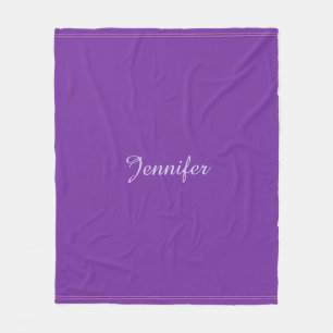 Modern Elegant Lila Violet Färg Monogram Fleecefilt