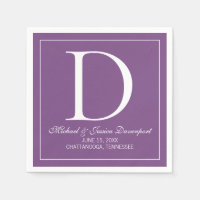 Modern Elegant Lila Vit Bröllopsmonogram