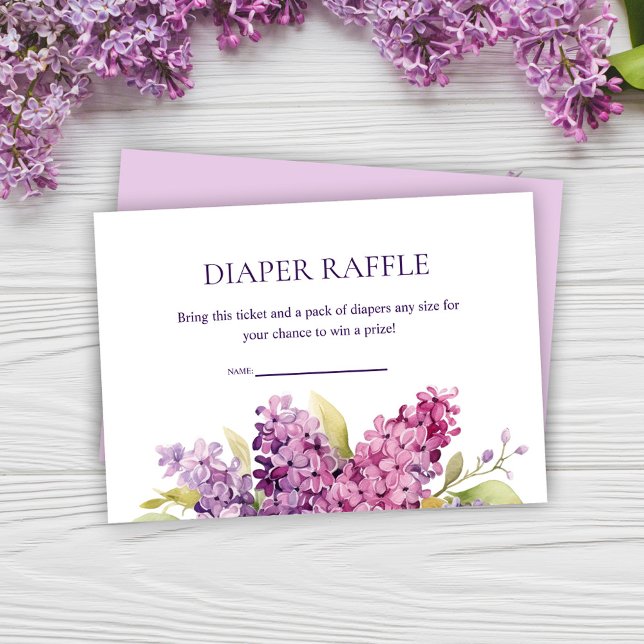 Modern Elegant Lilac Baby Shower Diaper Raffle Tilläggskort (Modern Elegant Lilac Baby Shower Diaper Raffle Enclosure Card)