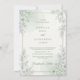Modern Elegant Linje Konst Vilda Blommor Blommig B Inbjudningar