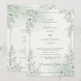 Modern Elegant Linje Konst Vilda Blommor Blommig B Inbjudningar