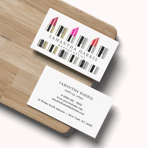 Modern Elegant Lipstick Makeup Artist Visitkort