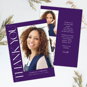 Modern Elegant Lodrät tre foto Studenten Tack Kort