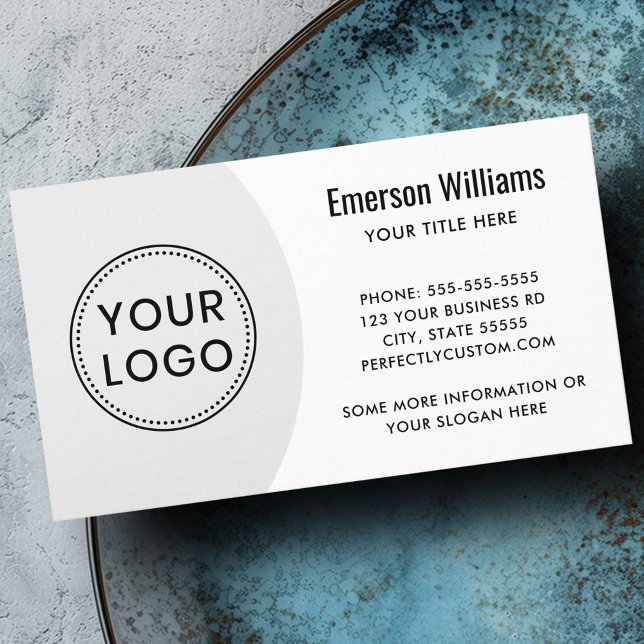 Modern elegant logotyp, minimalt vitt grått visitkort (Modern elegant logo minimal white light gray business card)