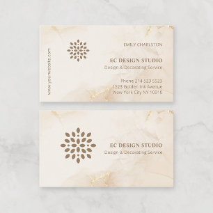 Modern Elegant Logotyp om vattenfärgen Guld Beige Visitkort