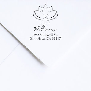Modern Elegant Lotus Flower-Returadress Stämpel