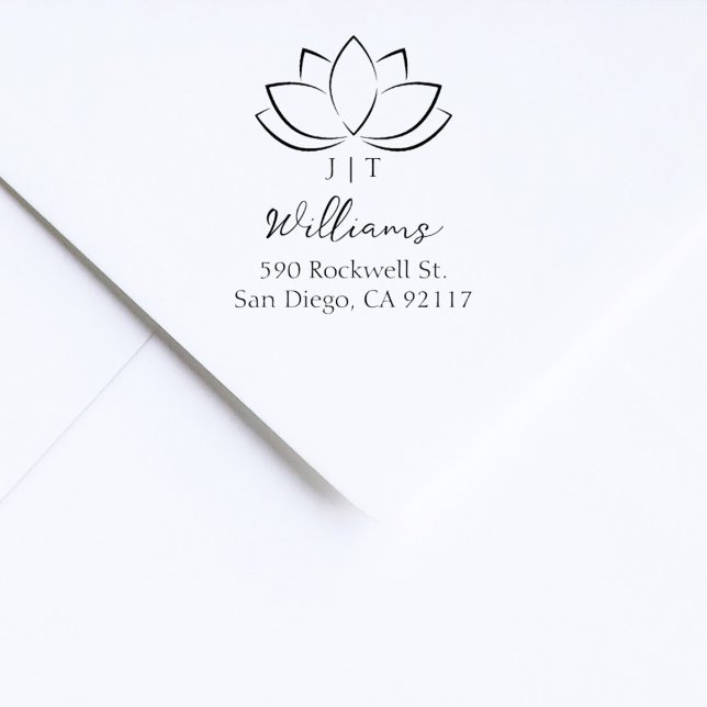 Modern Elegant Lotus Flower-Returadress Stämpel (Skapare uppladdad)