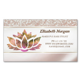 Modern Elegant Lotus Glitter Magnetiska Visitkort