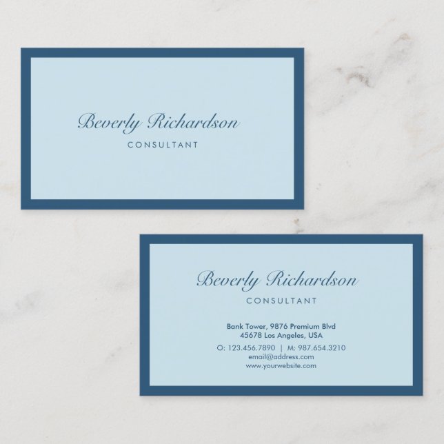 Modern Elegant Luxe-minimalistisk Professionell bl Visitkort (Fram/baksida)