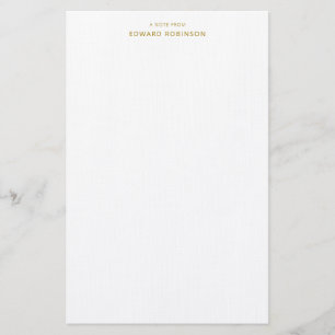 Modern Elegant Luxury Guld Personal Stationery Brevpapper