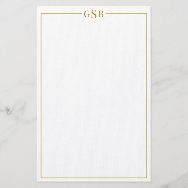 Modern Elegant Luxury Guld Personal Stationery  Brevpapper (Framsida)