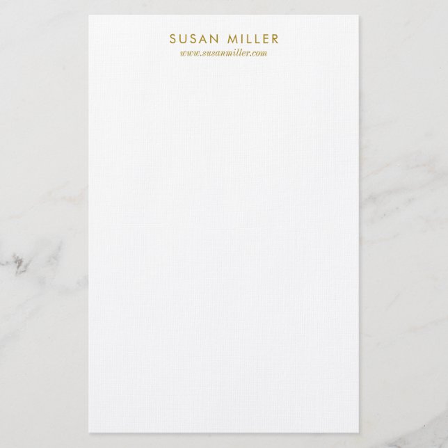 Modern Elegant Luxury Guld Personal Stationery Brevpapper (Framsida)