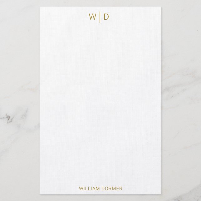 Modern Elegant Luxury Guld Personal Stationery Brevpapper (Framsida)