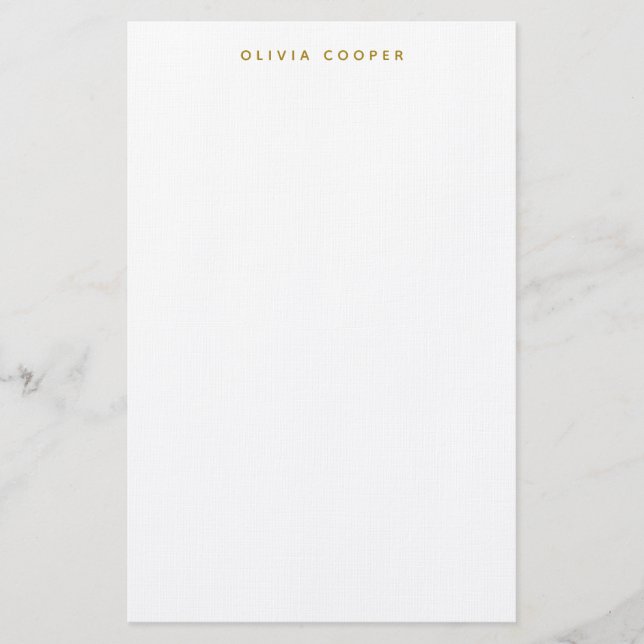 Modern Elegant Luxury Guld Personal Stationery Brevpapper (Framsida)