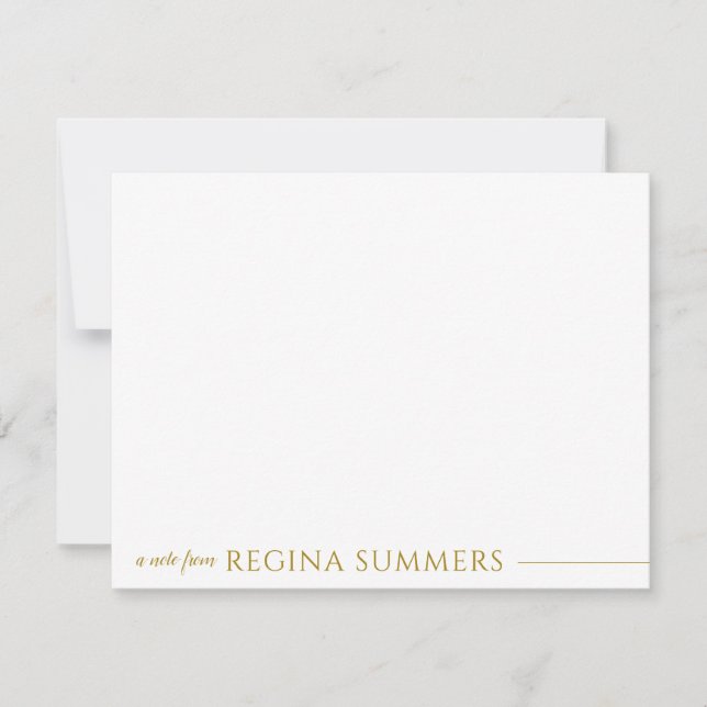 Modern Elegant Luxury Guld Personlig Stationery Anteckningskort (Framsida)