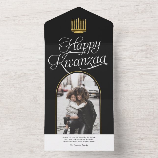 Modern elegant Lycklig Kwanzaa-fotokort (Insida)
