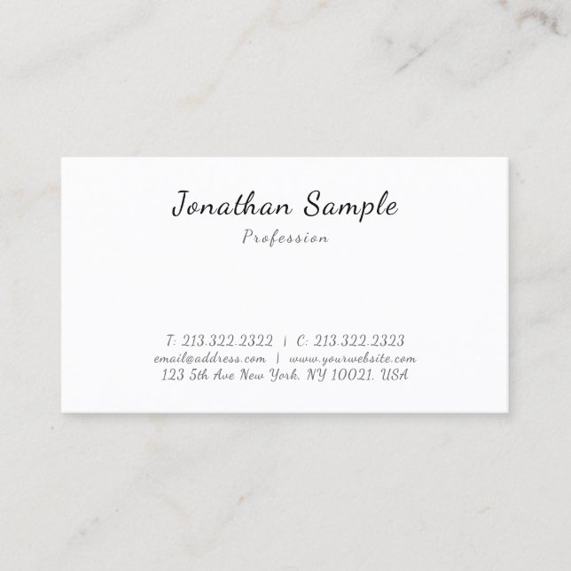 Modern Elegant Mall Template Kalligrafi Skrift Sli Visitkort (Framsida)