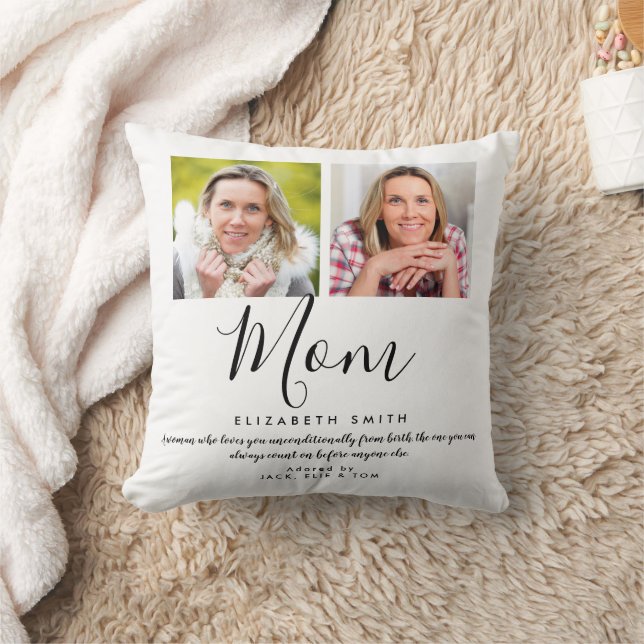 Modern Elegant Mamma-citattecken, foto Dekorativ k Kudde (Filt)