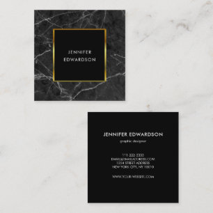 Modern elegant marble Black guld professionell Fyrkantigt Visitkort